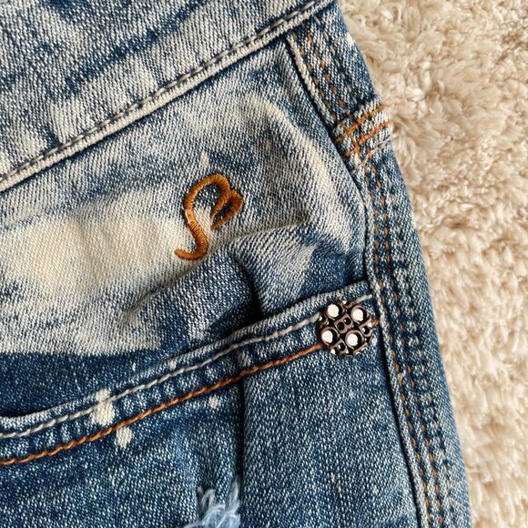 Bebina Jeans Womens 28x34 Acid Wash Splattered Distressed Low Rise Flare Festive - Picture 4 of 15